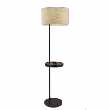 HOMEROOTS Black Metal & Wood Wireless Charging Shelf Floor Lamp17 x 17 x 63.5 in. 372633